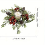 Christmas Candle Holder Wreath Floral for Table Decoration