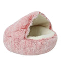 Round Plush Cat Bed with Cover for Small Pets
