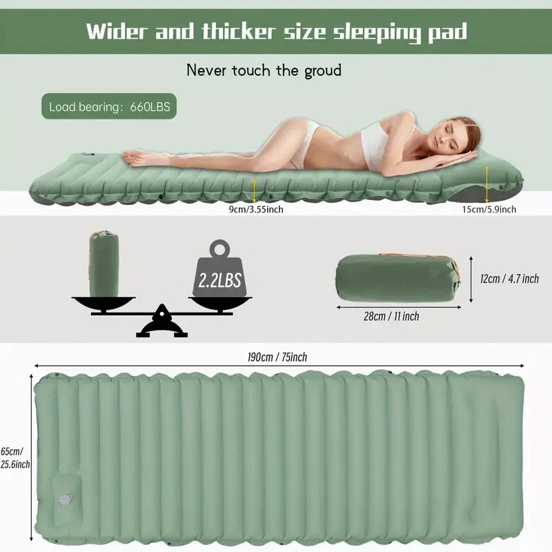 Camping Sleeping Inflatable Air Mattress Pillow