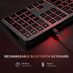 Multi-Device Bluetooth Wireless Rechargeable Keyboard with Backlight