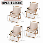 Camping Chair with Folding Aluminum Wood Armrest (4 pcs)