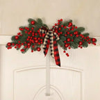 Christmas Door Wreath for Plaid Bow Red Fruit