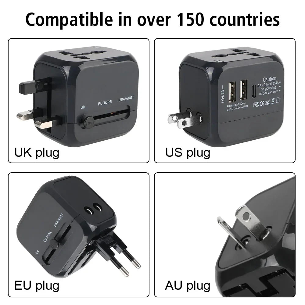 Travel Adapter Universal Wall Charger with USB Type C