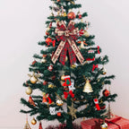 Christmas Bow Nutcracker with Red Plaid Burlap