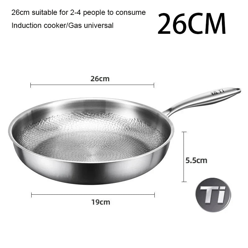 Frying Pan Pure Titanium Non Stick Uncoated Hammer Pattern