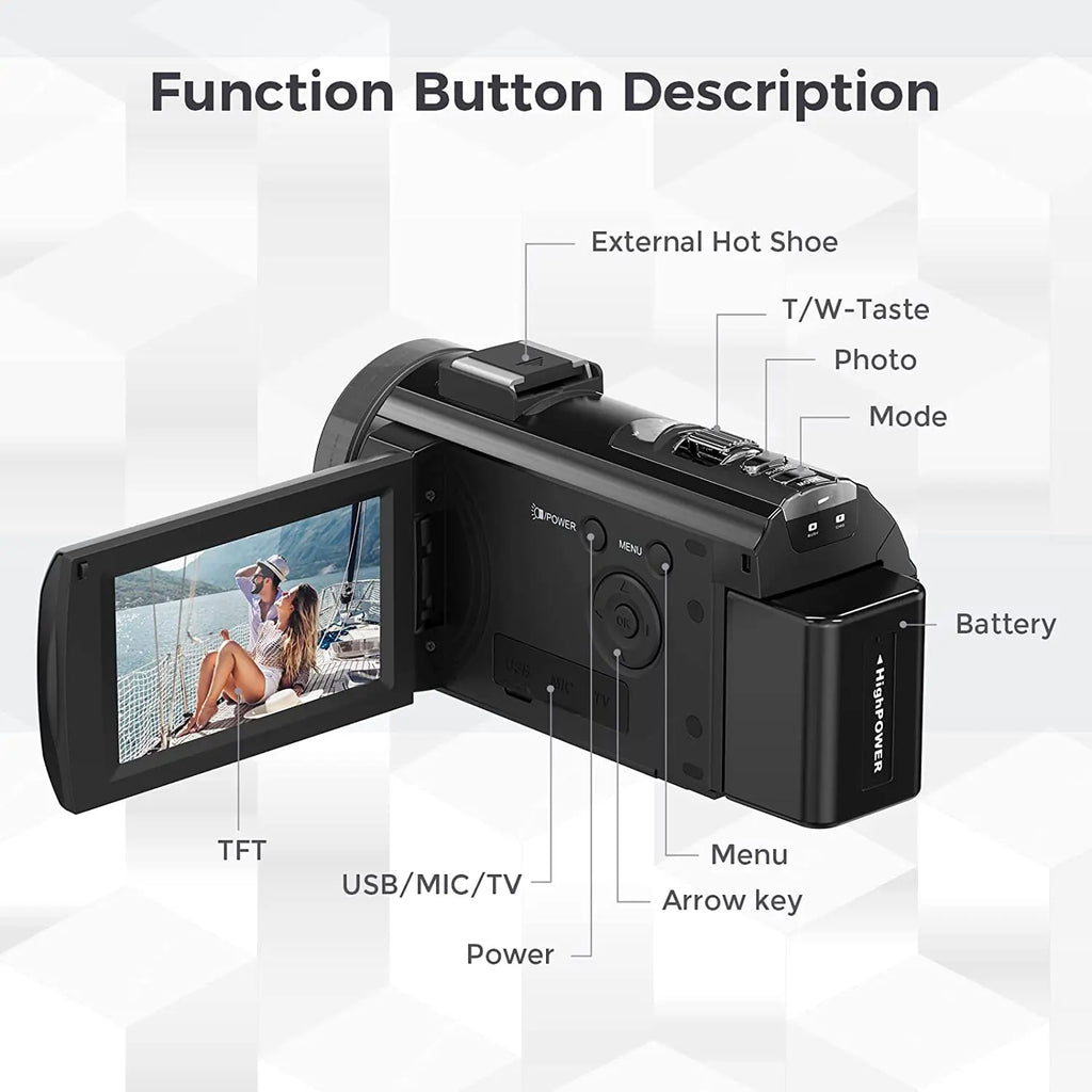 Digital Camera Video Camcorder with Rotating LCD Screen