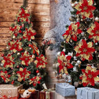 Christmas Flower Ornaments with Glitter Silk (22pcs)