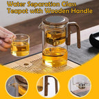 Teapot Glass Magnetic Separation Wood Handle