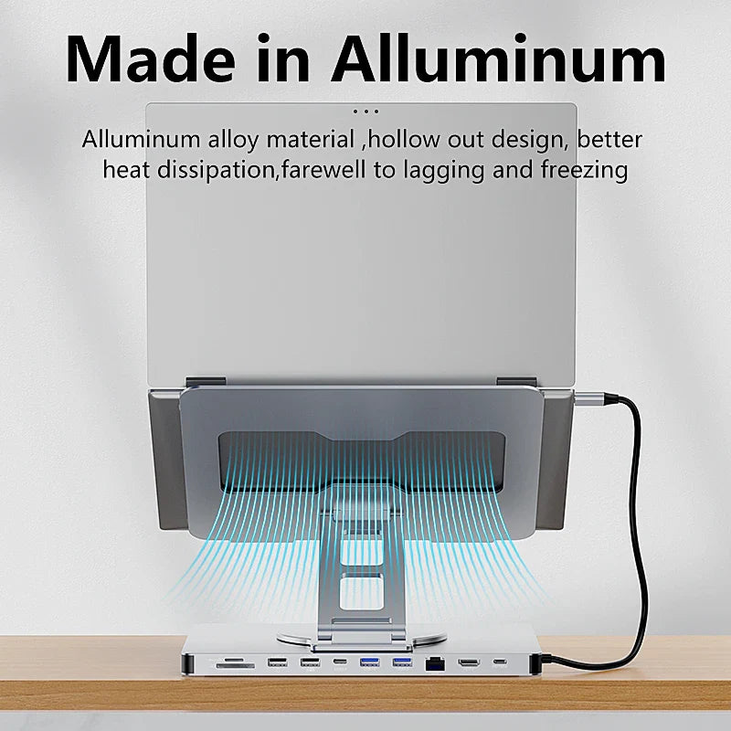 Docking Hub Aluminum 10-in-1 USB-C Adapter 4K 60Hz