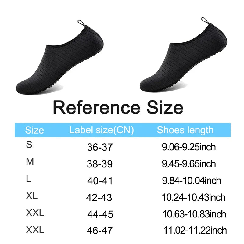 Swimming Black Shoes Quick-Dry Anti-Slip Unisex (Shoe Size: 36-37)