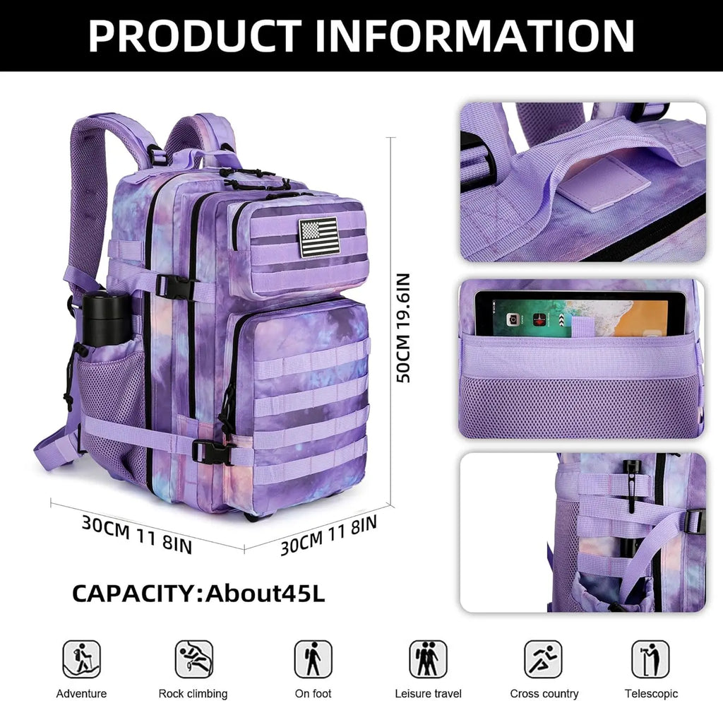 Tactical Backpack with 45L Waterproof Outdoor Rucksack