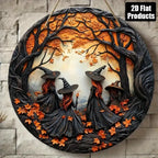 Halloween Wooden Round Witch Sign