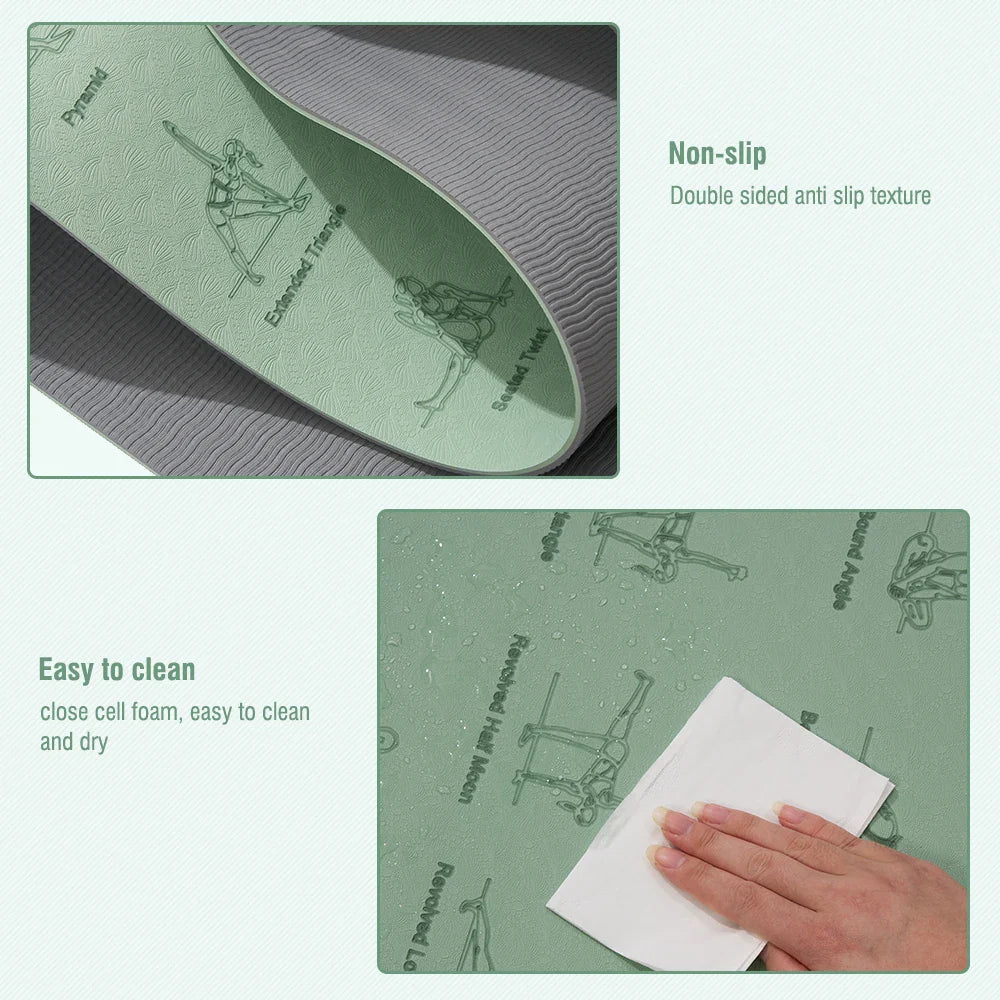 Yoga Mat TPE Non-Slip Lightweight 183×57cm
