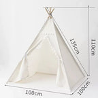 Kids Teepee Play Tent with 1.35m White