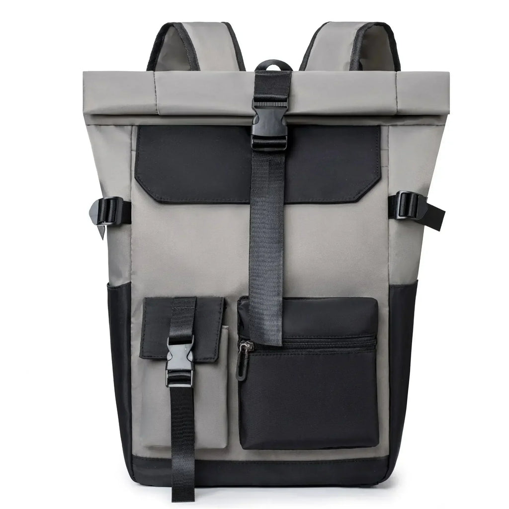 Backpack with Waterproof Nylon Roll on Top