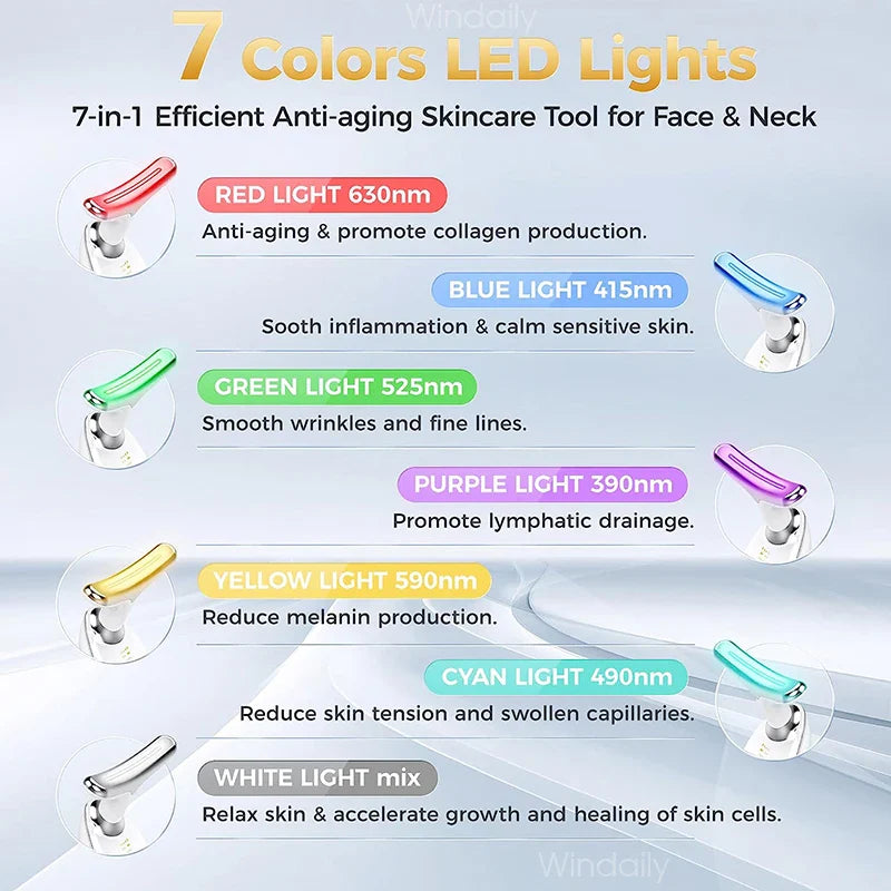 LED Face Neck Massager with 7-Color EMS Sculpting Device