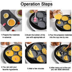 Frying Pan Non Stick Four Hole Omelet Wooden Handle