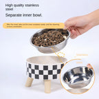Cat Dog Feeder Bowl Raised Stainless Steel Stand