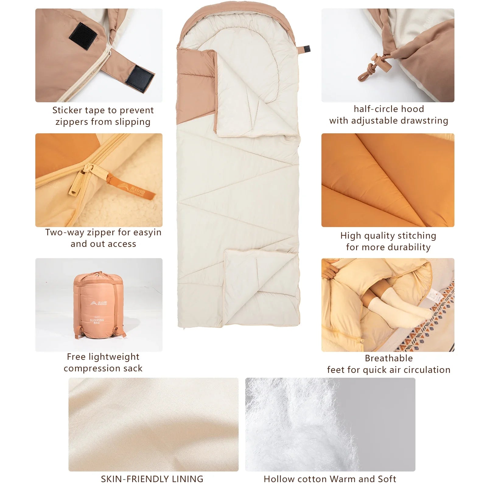 Outdoor Sleeping Camping Bag with Ultralight 4 Season Cotton