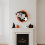 Halloween Wreath Plaid Bow Ribbon Hanging Decoration