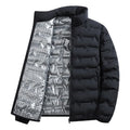Men's Fleece-Lined with Collar Coat for Winter (Black-M)
