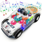 Police Car Toy Transparent Gears LED Music