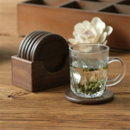 Wood Coaster Set Walnut Heat Resistant Round Square