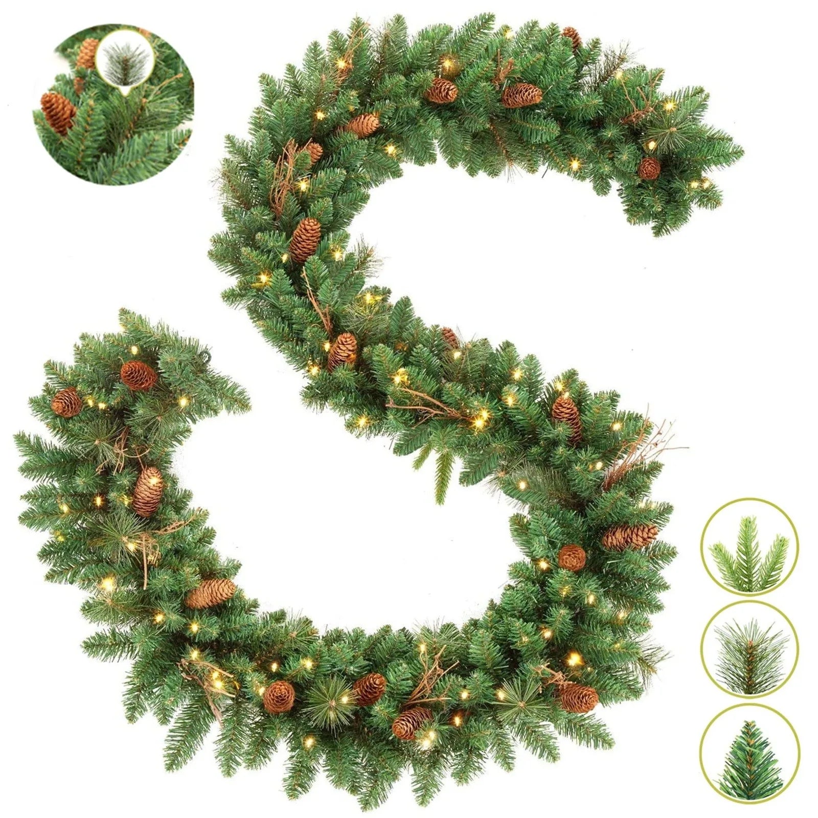 Christmas Wreath with Rattan and Vine Lights