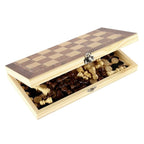 Wooden Chess Checkers Backgammon Set Portable Folding
