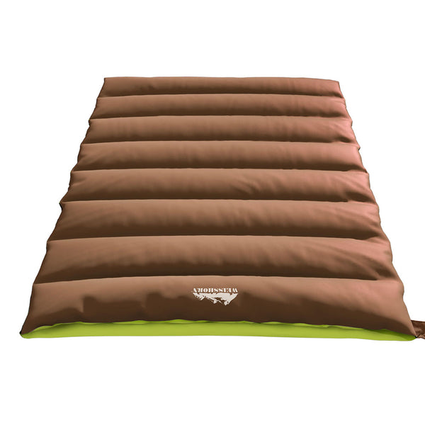 Brown Double Thermal Sleeping Bag for Outdoor Camping Adventures