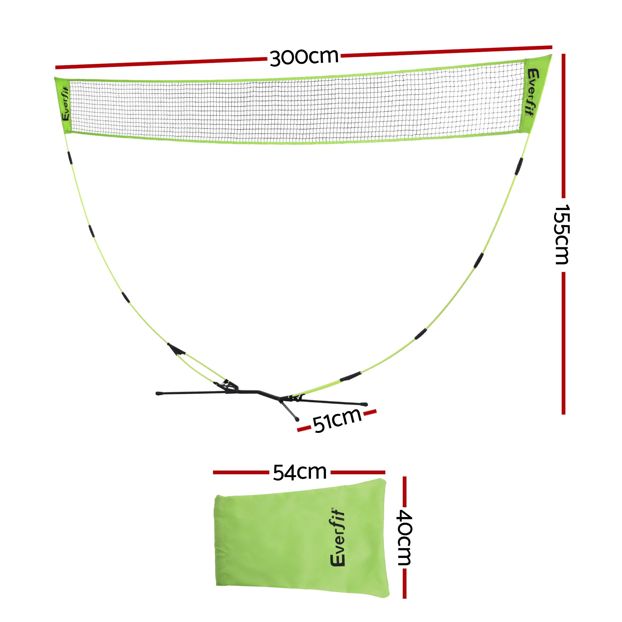 Everfit 3M Badminton Tennis Net Portable Volleyball Kit Yellow