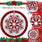 Christmas Tree Skirt Plaid with Red Black White Snowflake