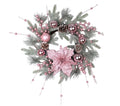 Christmas Wreath with Pink Rattan Pinecone Decoration