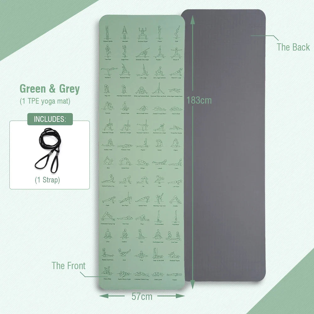 Yoga Mat TPE Non-Slip Lightweight 183×57cm
