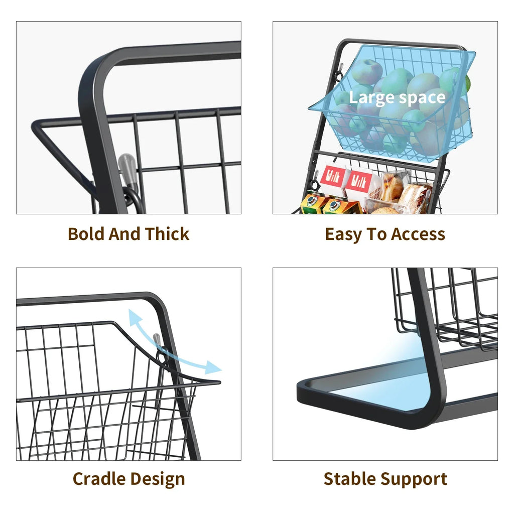 Storage Basket Metal Wire Removable Kitchen Organizer
