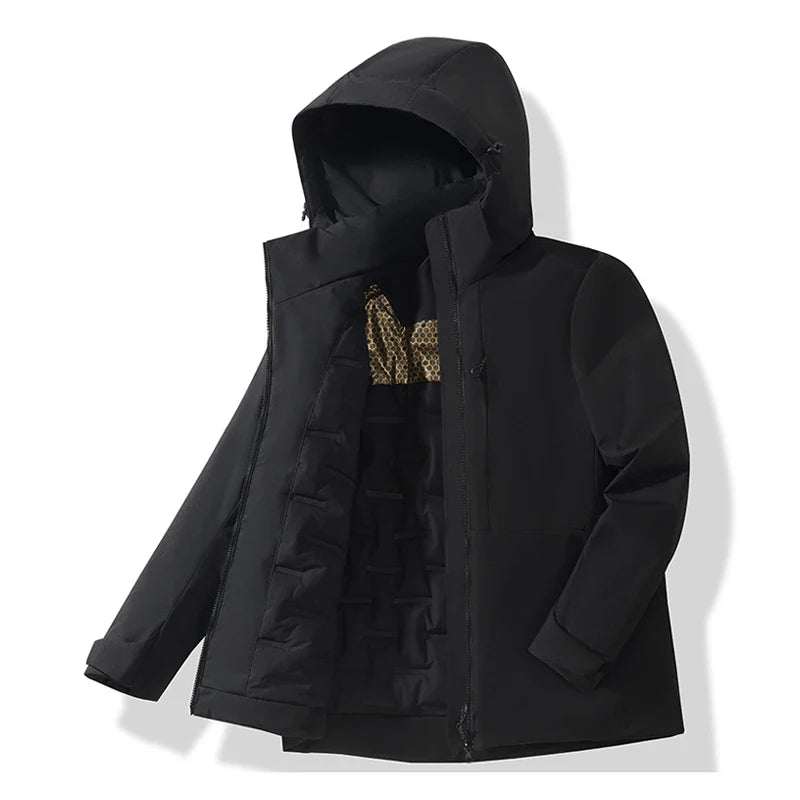 Large Fleece Jacket with Waterproof Windproof (Black)