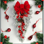 Christmas Wreath Red Bow Ball Flocking Decoration