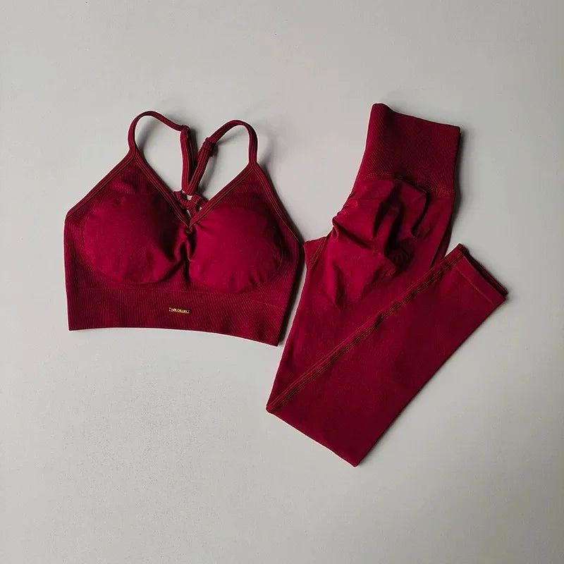 High-Waisted Women's Yoga & Fitness Set (Encore Red-M)