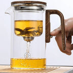 Teapot Glass Magnetic Separation Wood Handle