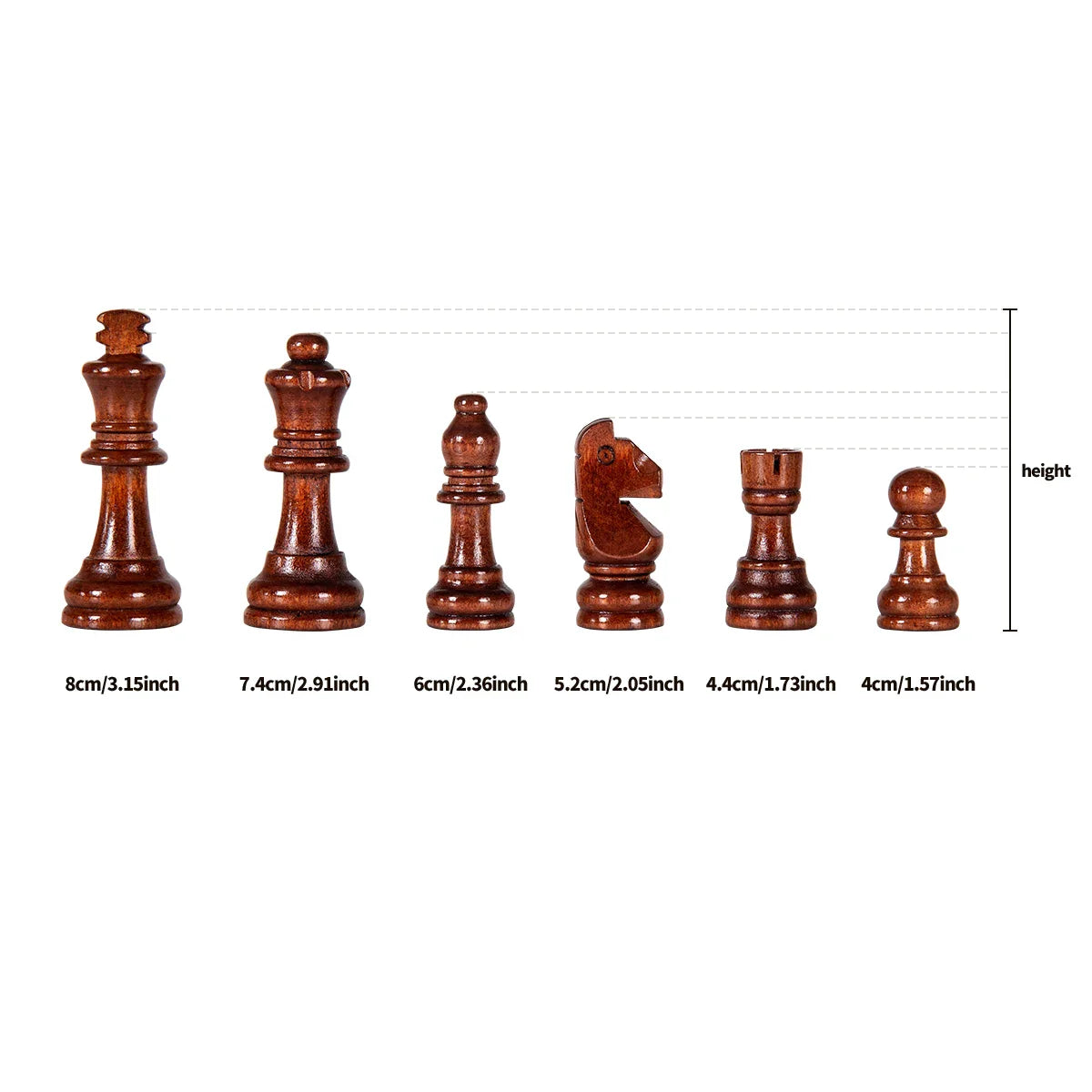 Chessboard Wooden Folding 39cm with Pieces