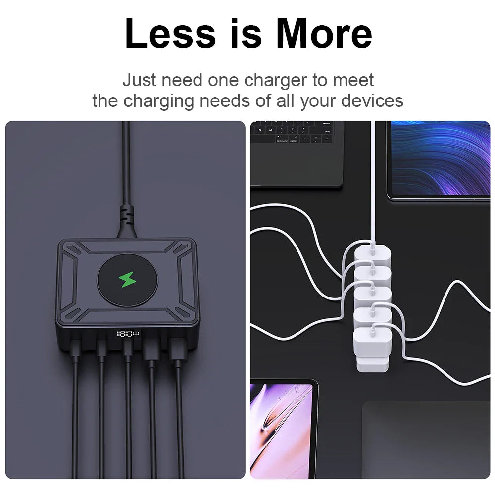 Charger GaN 205W Fast USB C Desktop Digital Display