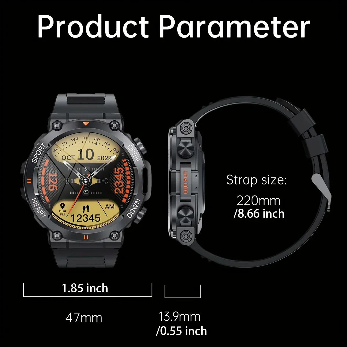 Smart Watch Men Bluetooth Heart Rate Fitness Tracker