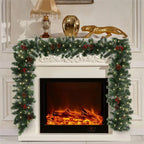 Christmas Garland Rattan with Red Lights
