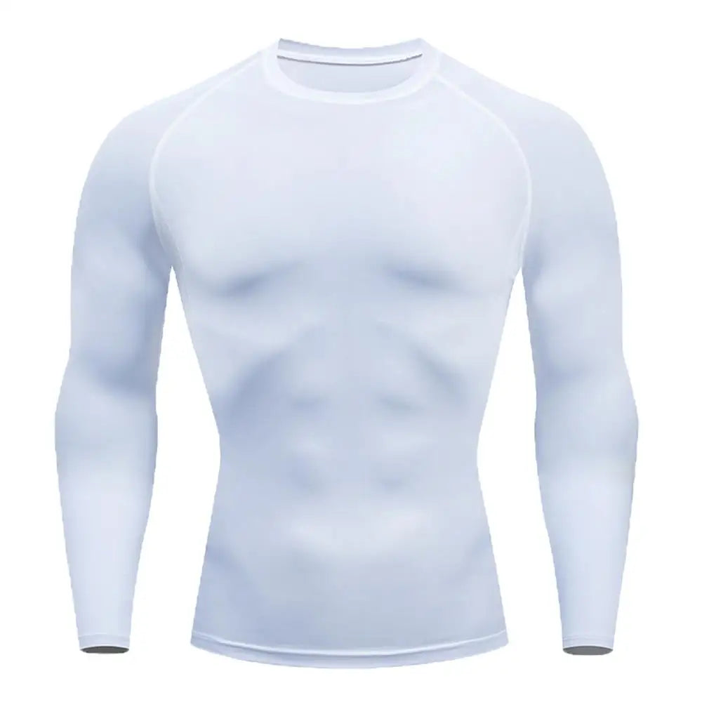 Top Long Compression White Sleeve Quick Dry for Men (Small)