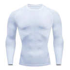 Top Long Compression White Sleeve Quick Dry for Men (Small)