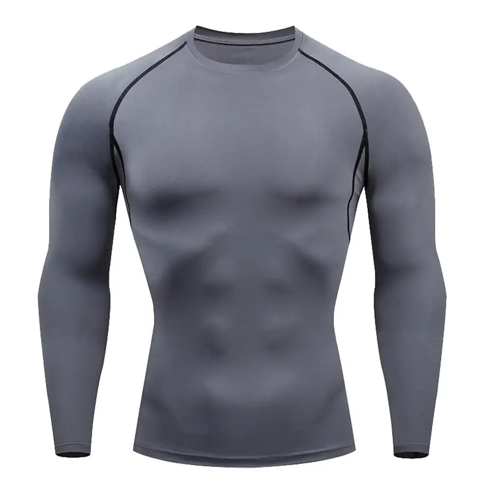 Top Long Compression Gray Sleeve Quick Dry for Men (Large)