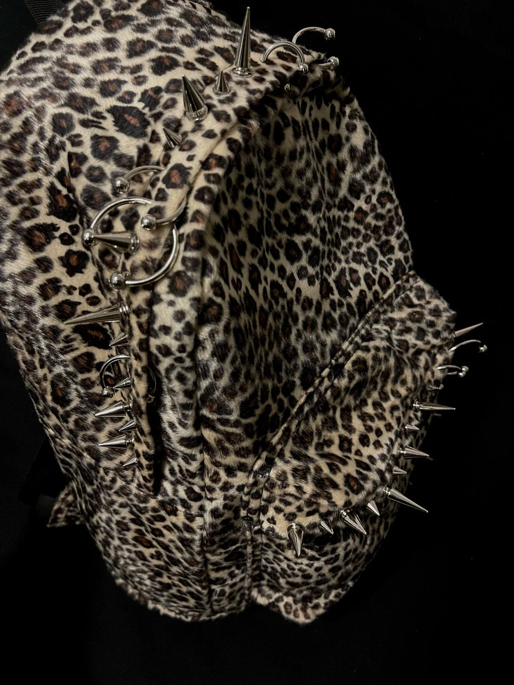 Leopard Backpack with Rivet Punk Large Capacity