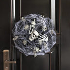 Halloween Wreath Skeleton Spider Web Black