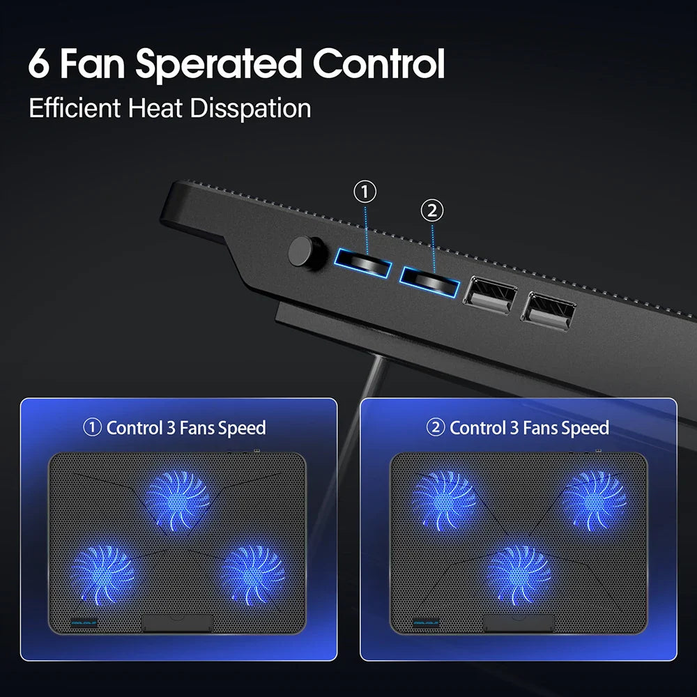 Laptop Cooling Pad Adjustable Stand with 6 Quiet Fans