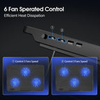 Laptop Cooling Pad Adjustable Stand with 6 Quiet Fans